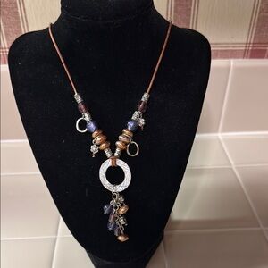 Brown and Purple Beaded Necklace
